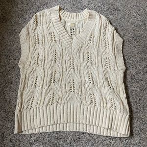 Anthropologie Sweater Vest Size M Cream